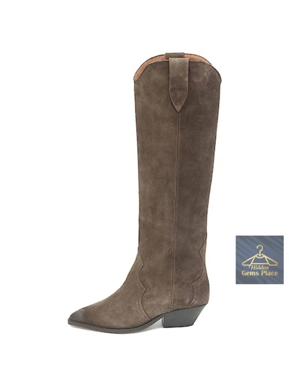 Women's Western Cowboy Knee High Boots Pointed Toe Chunky Low Heel Pull On